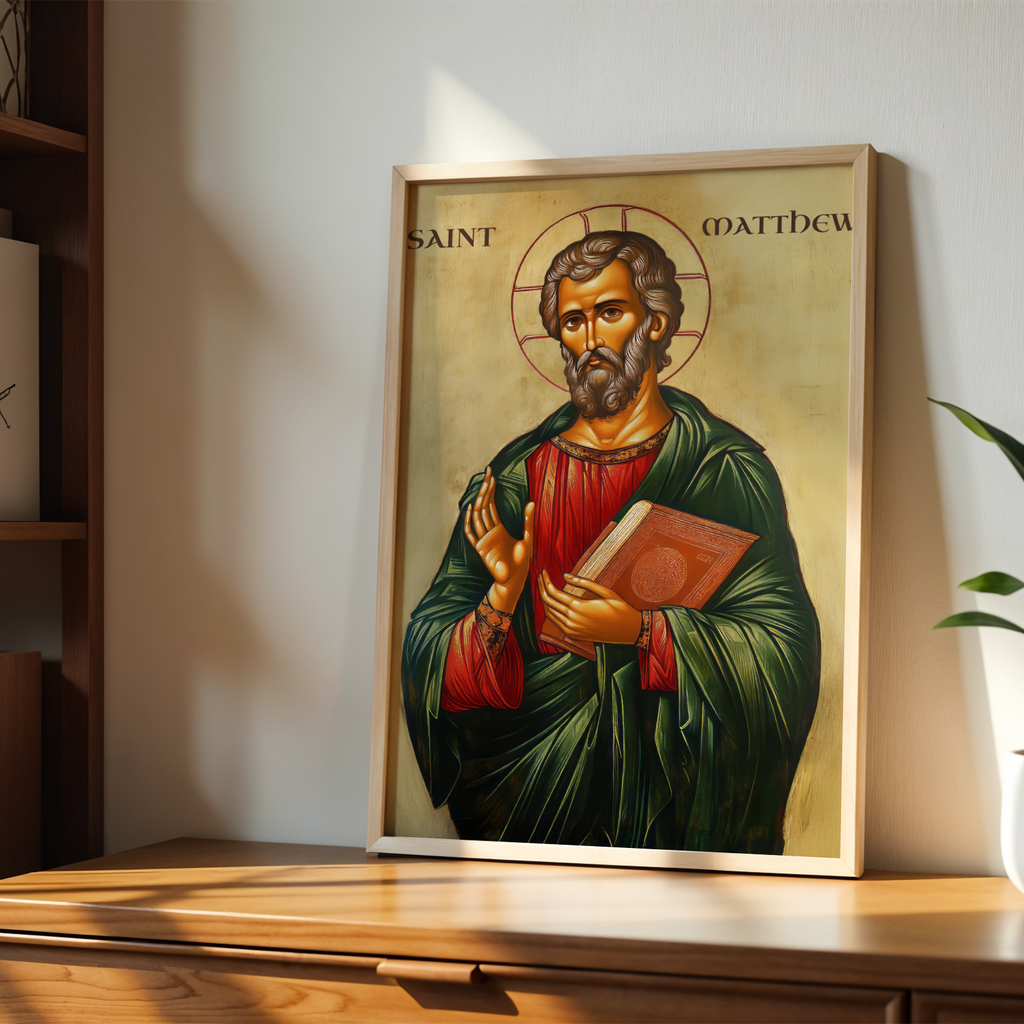 Saint Matthew Icon Wall Art, Gospel Writer Gift Orthodox Decor, Holygraceart