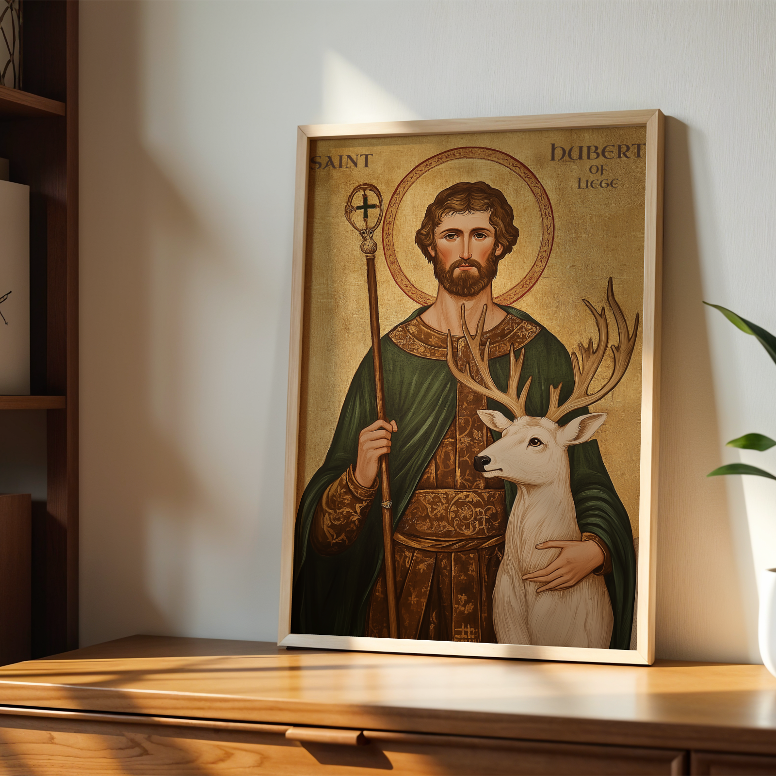Saint Hubert of Liège Icon Print, Hunter Gift, Orthodox Wall Art, Holygraceart