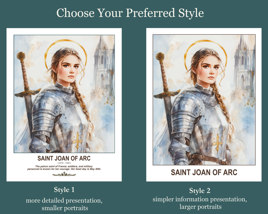 Saint Joan of Arc Catholic Wall Art, Confirmation Gift, Warrior Saint Portrait Decor, Holygraceart H05