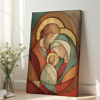 Modern Holy Family Print, Family Blessing Gift, Christian Prayer Wall Art, Holygraceart