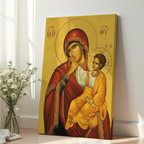 Mother of God and Christ Child Orthodox Icon Wall Art, New Baby Gift, Marian Tenderness Print