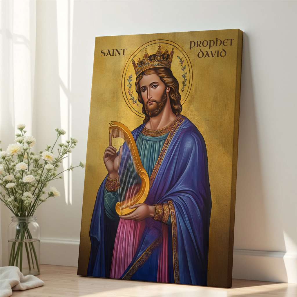 Saint Prophet David Icon Print, Psalm Writer Gift Orthodox Wall Art, Musician & Choir Gift