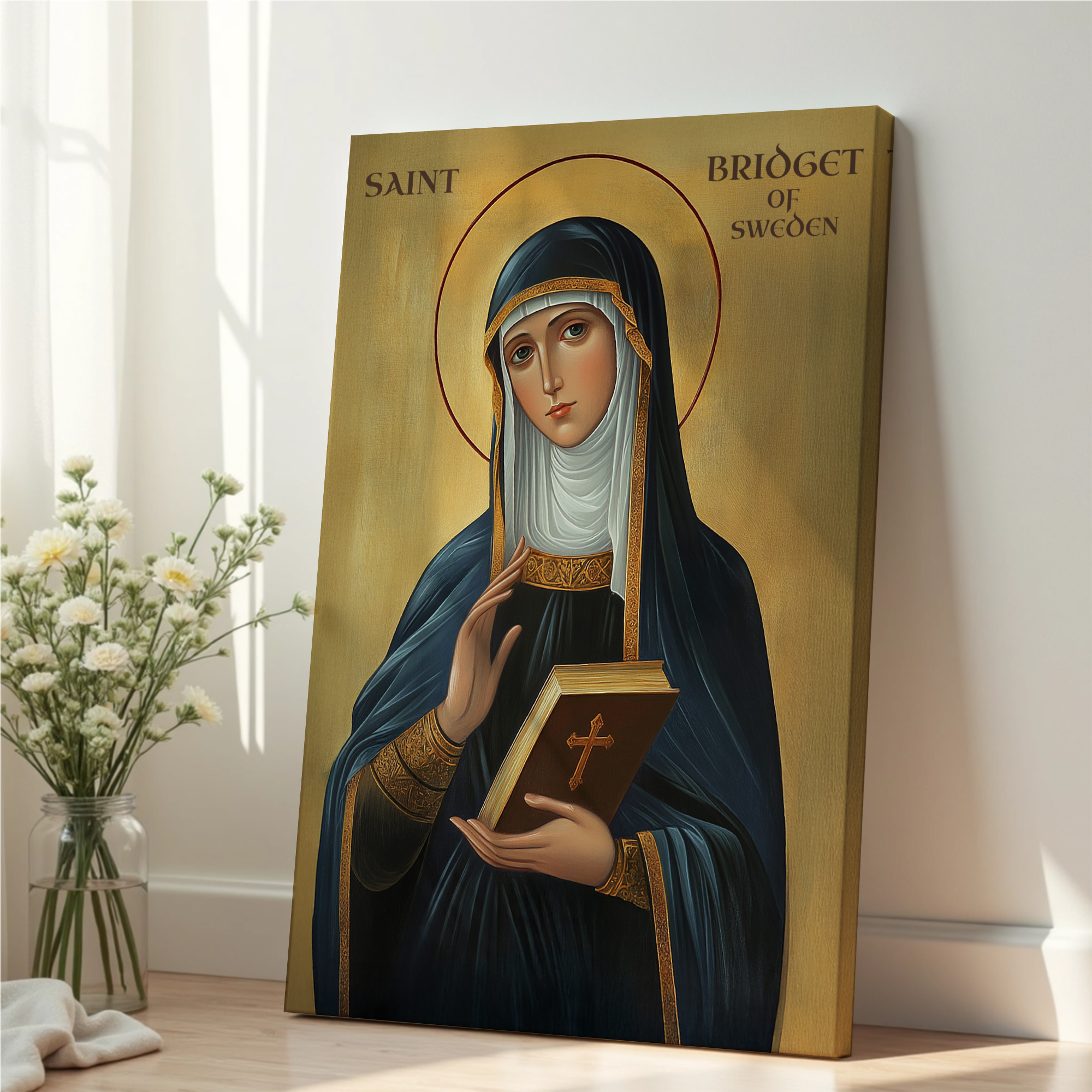 Saint Bridget of Sweden Icon Print, Patron Saint of Europe, Women of Faith Gift