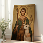Saint Hubert of Liège Icon Print, Hunter Gift, Orthodox Wall Art, Holygraceart
