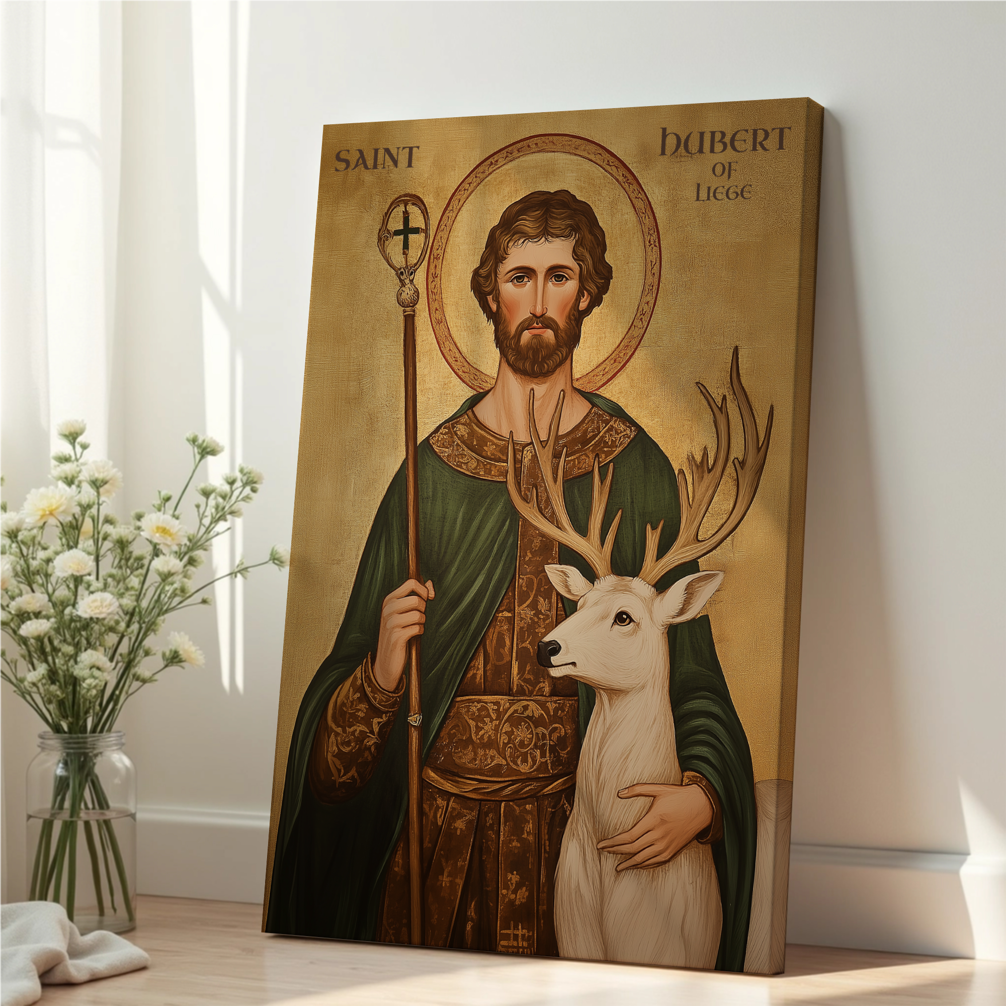 Saint Hubert of Liège Icon Print, Hunter Gift, Orthodox Wall Art, Holygraceart