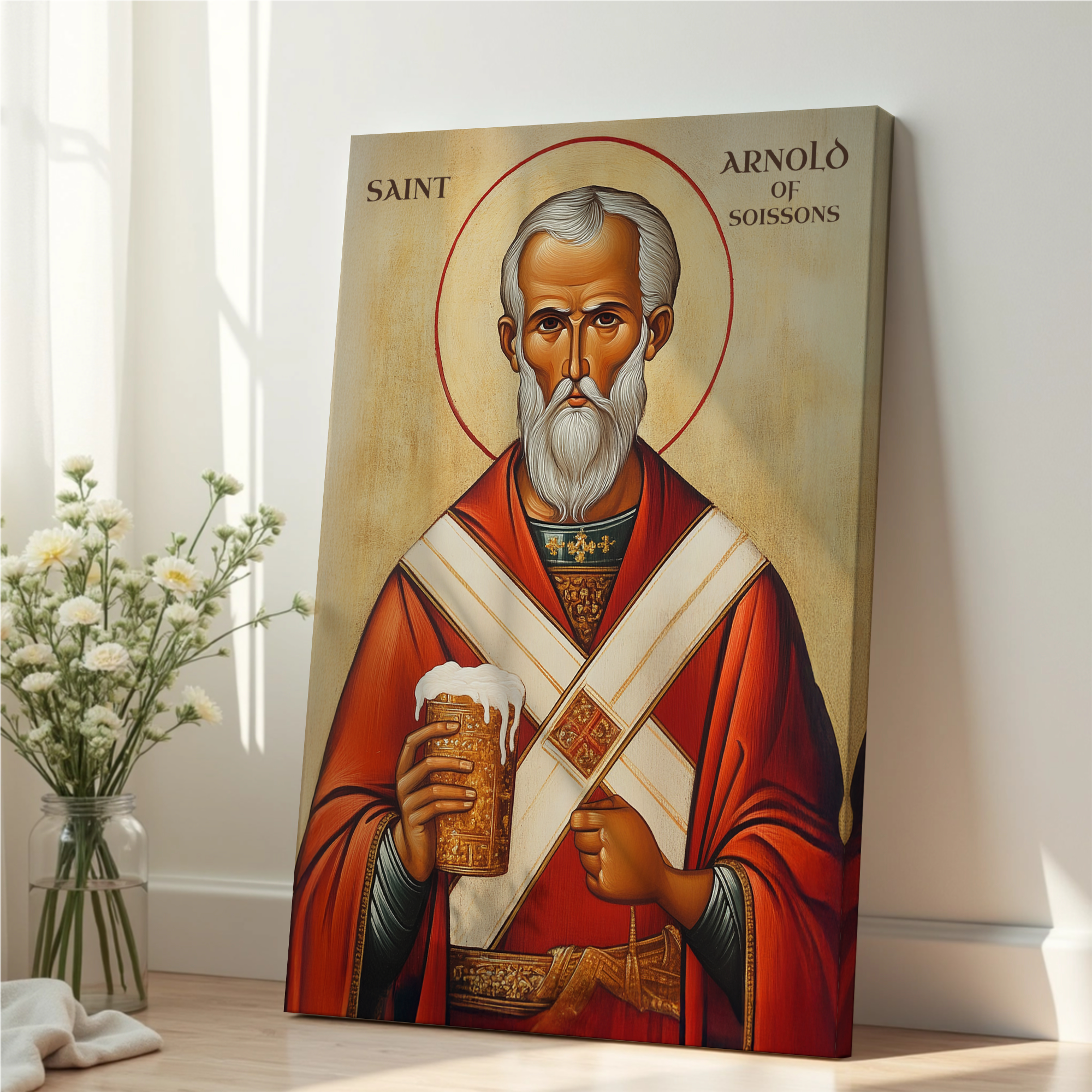 Saint Arnould of Soissons Icon Print, Brewing and Feast Day Gift, Holygraceart