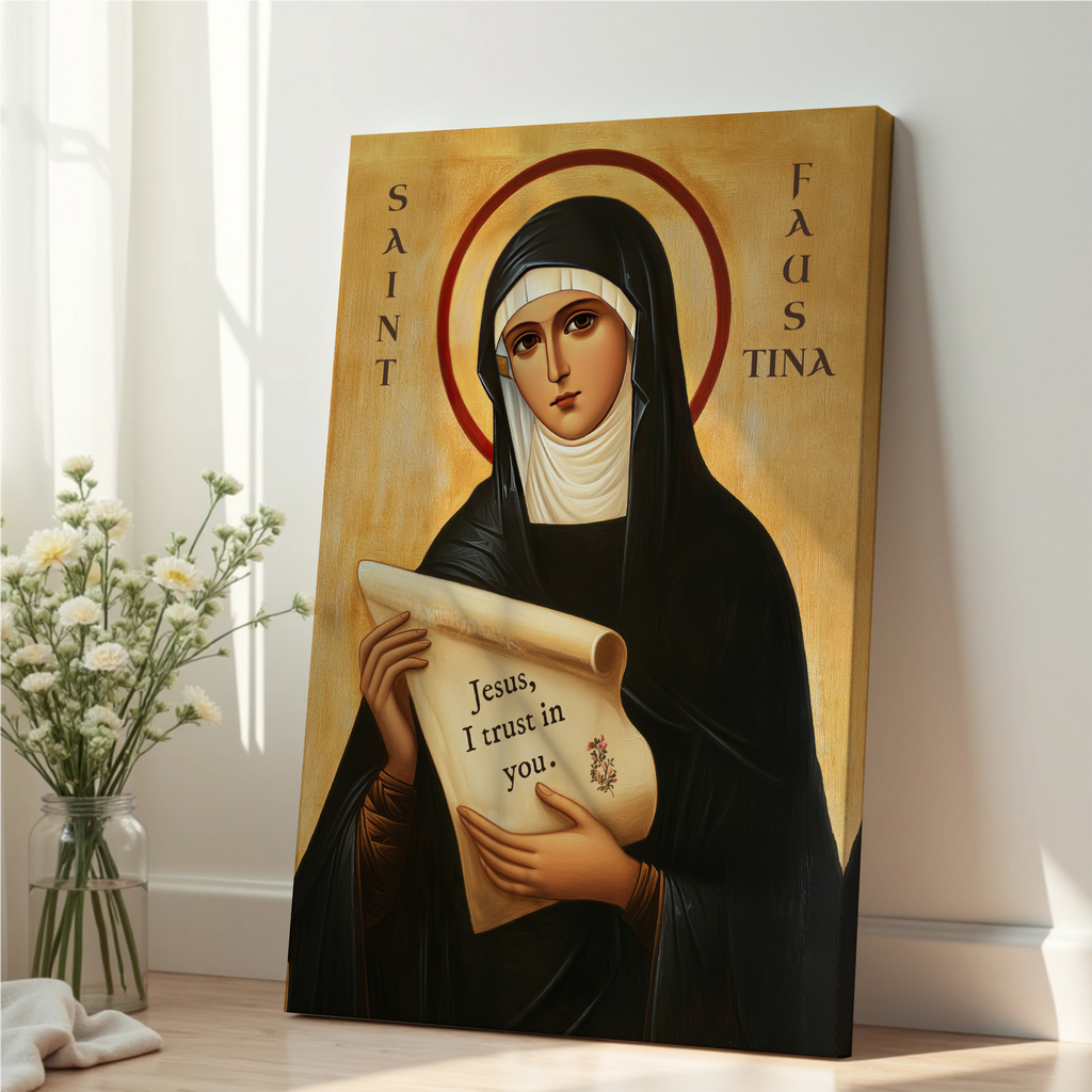 Saint Faustina Icon Print, Patron Saint Devotion and Healing Gift, Orthodox home Altar