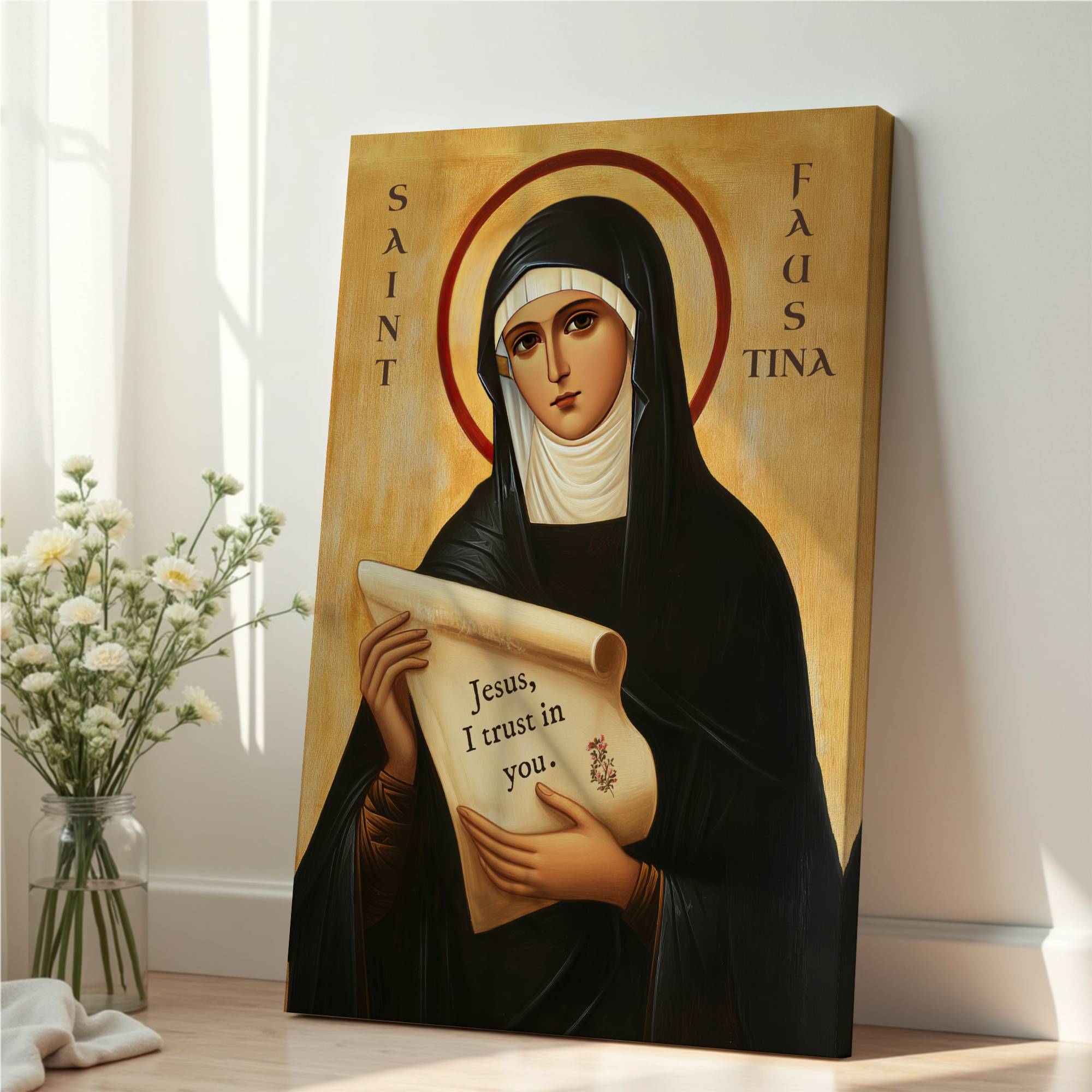 Saint Faustina Icon Print, Patron Saint Devotion and Healing Gift, Orthodox home Altar