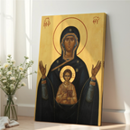 Theotokos of the Sign Orthodox Icon Print, Family Prayer and Baptism Gift, Byzantine Art