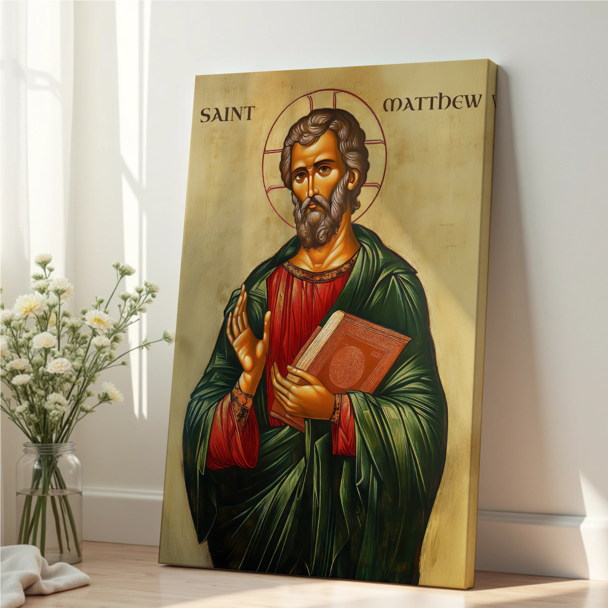 Saint Matthew Icon Wall Art, Gospel Writer Gift Orthodox Decor, Holygraceart