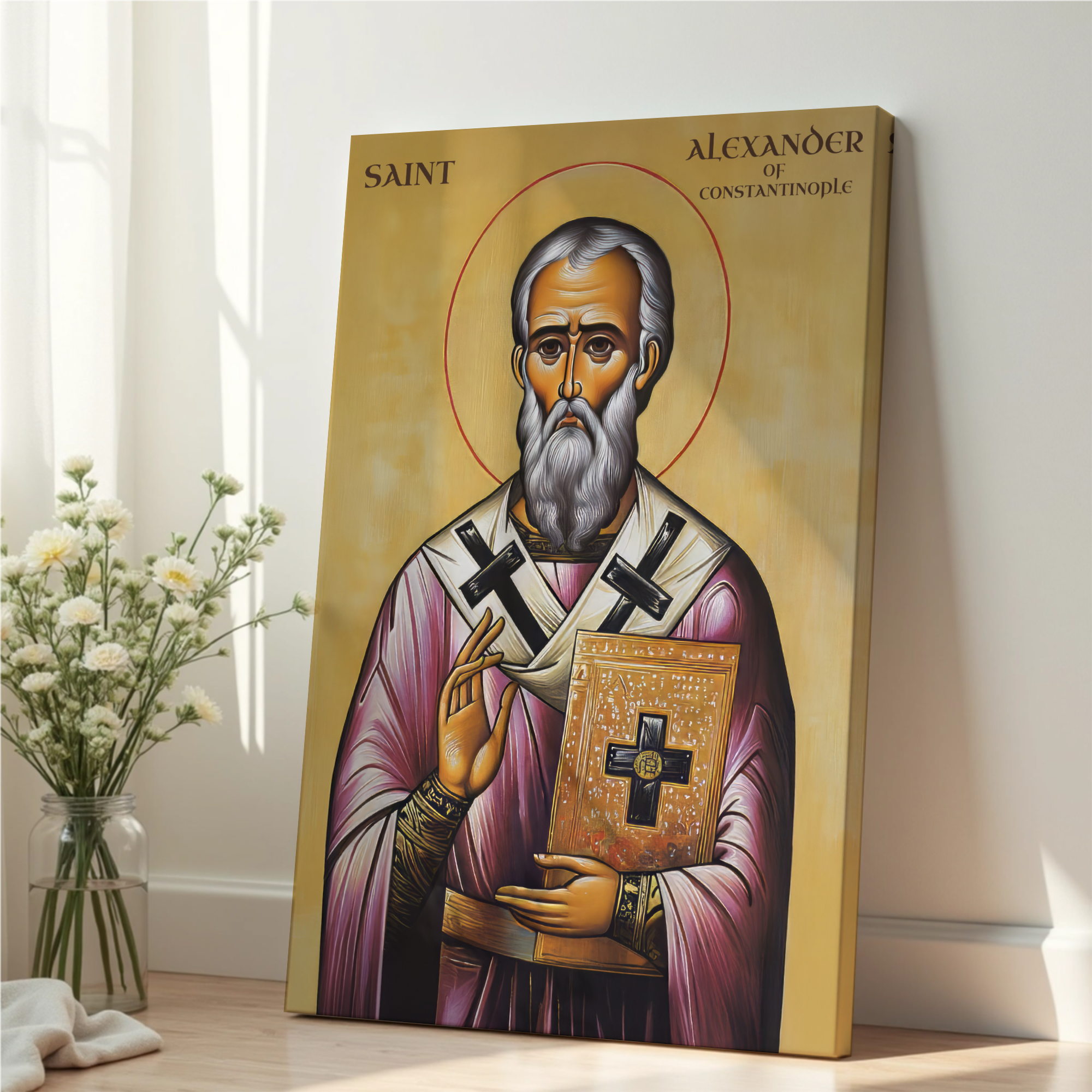 Saint Alexander of Constantinople Icon Wall Art, Bishop & Clergy Gift Orthodox Decor