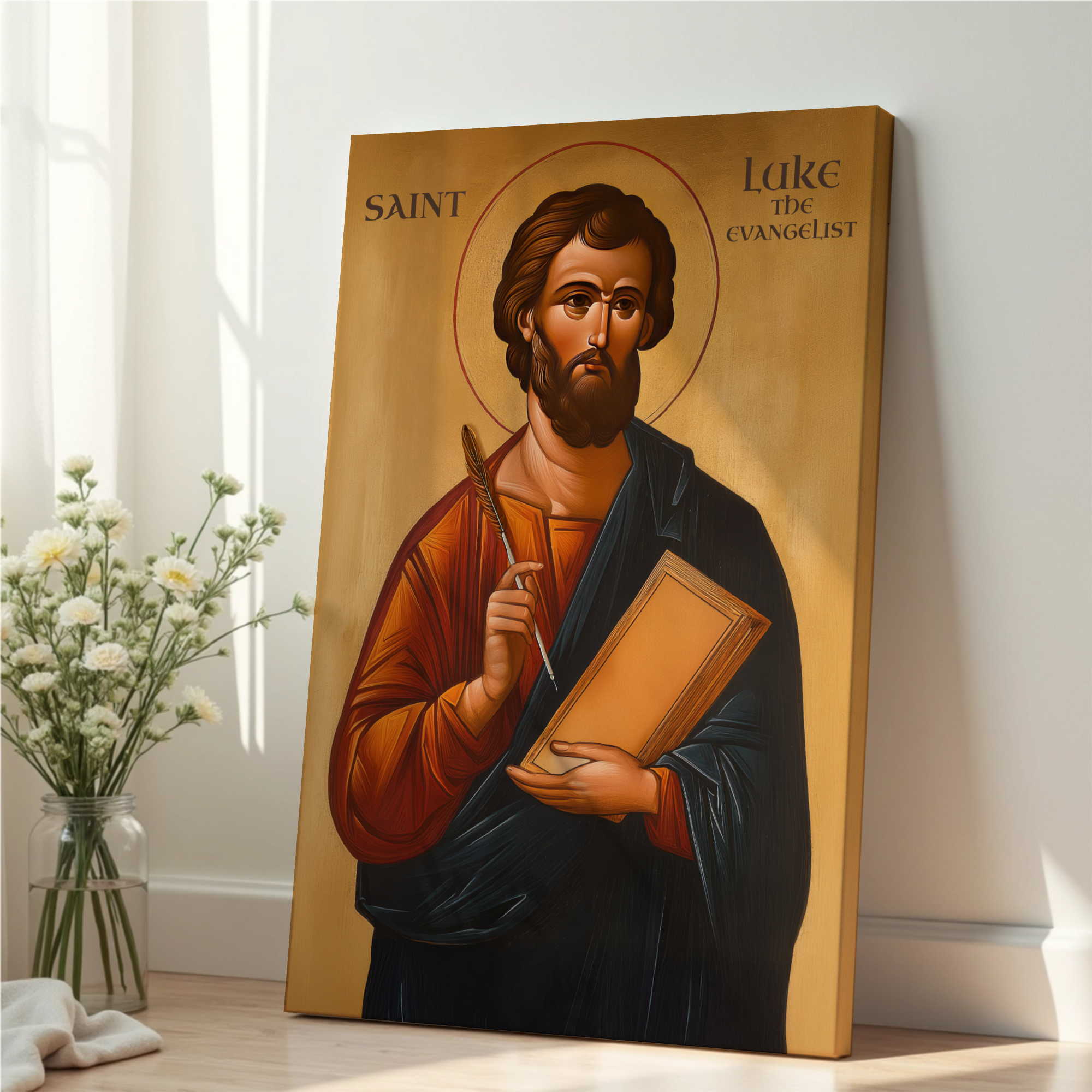 Saint Luke the Evangelist Byzantine Icon, Writer & Physician Gift, Baptism gift