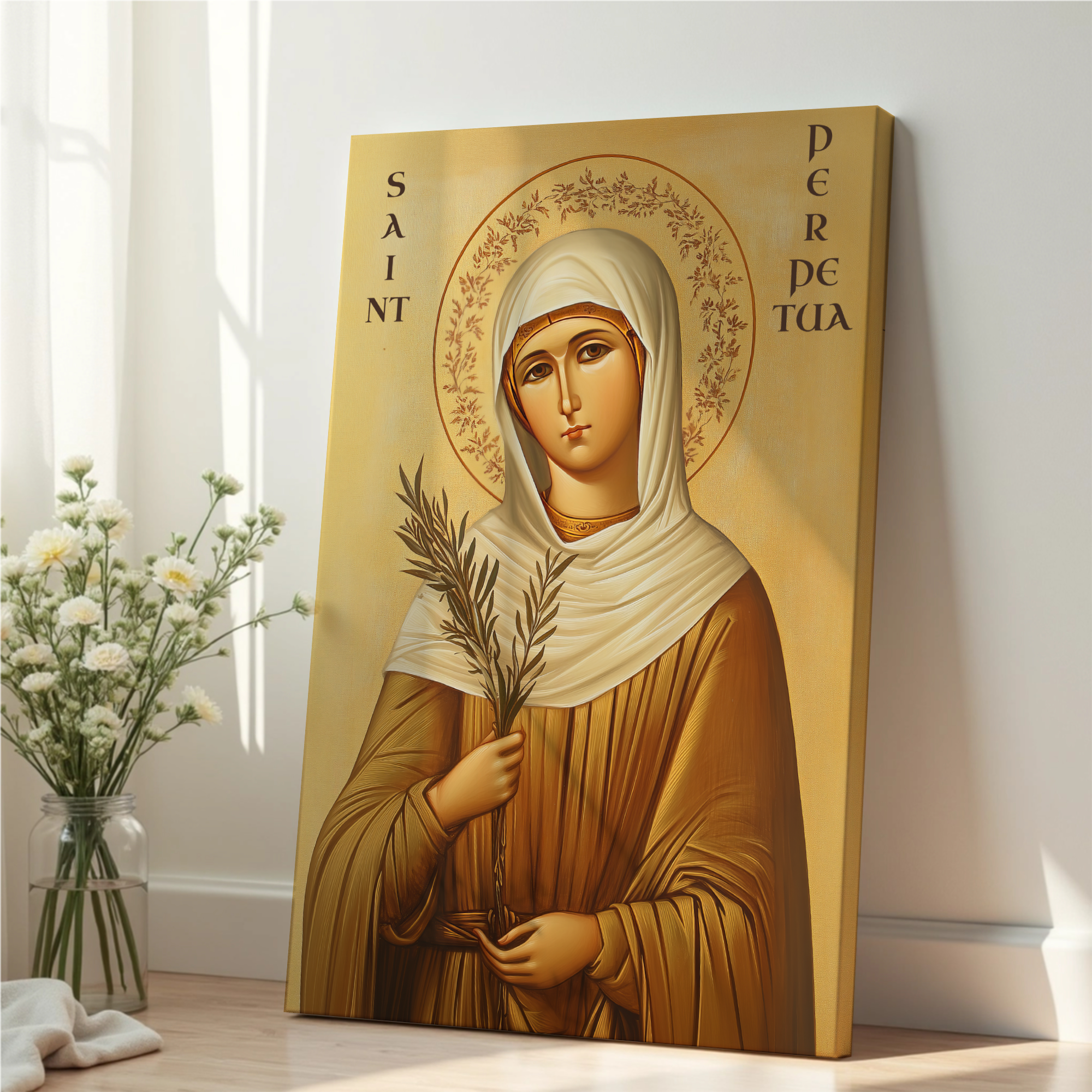 Saint Perpetua Byzantine Icon, Courage Gift for Mothers, Faithful Witness Wall Art