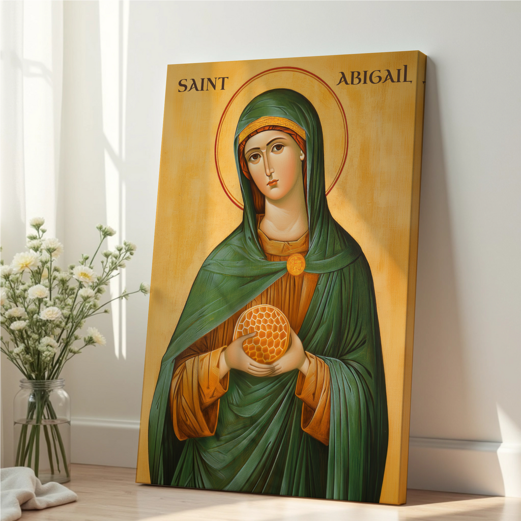 Saint Abigail Icon Print, Honeybee Patron Gift, Christian Decor, Holygraceart