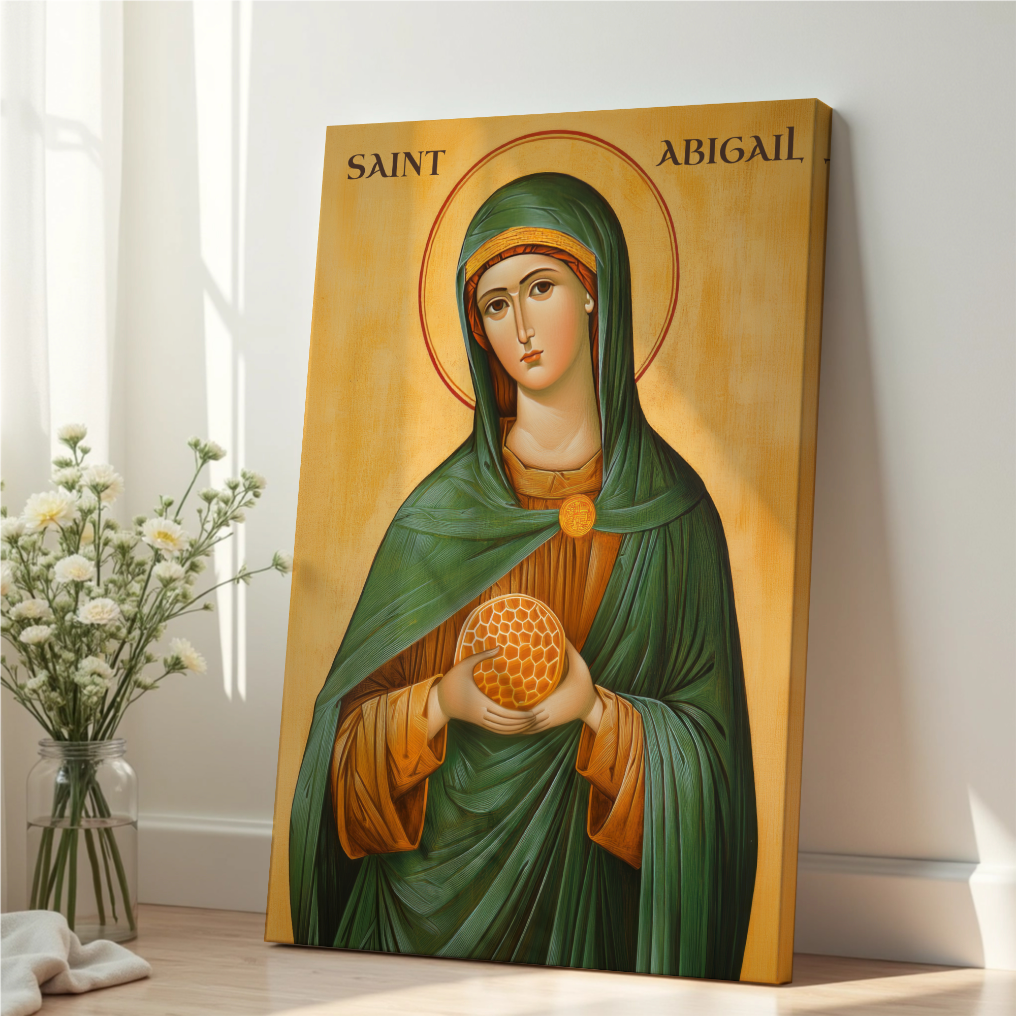 Saint Abigail Icon Print, Honeybee Patron Gift, Christian Decor, Holygraceart