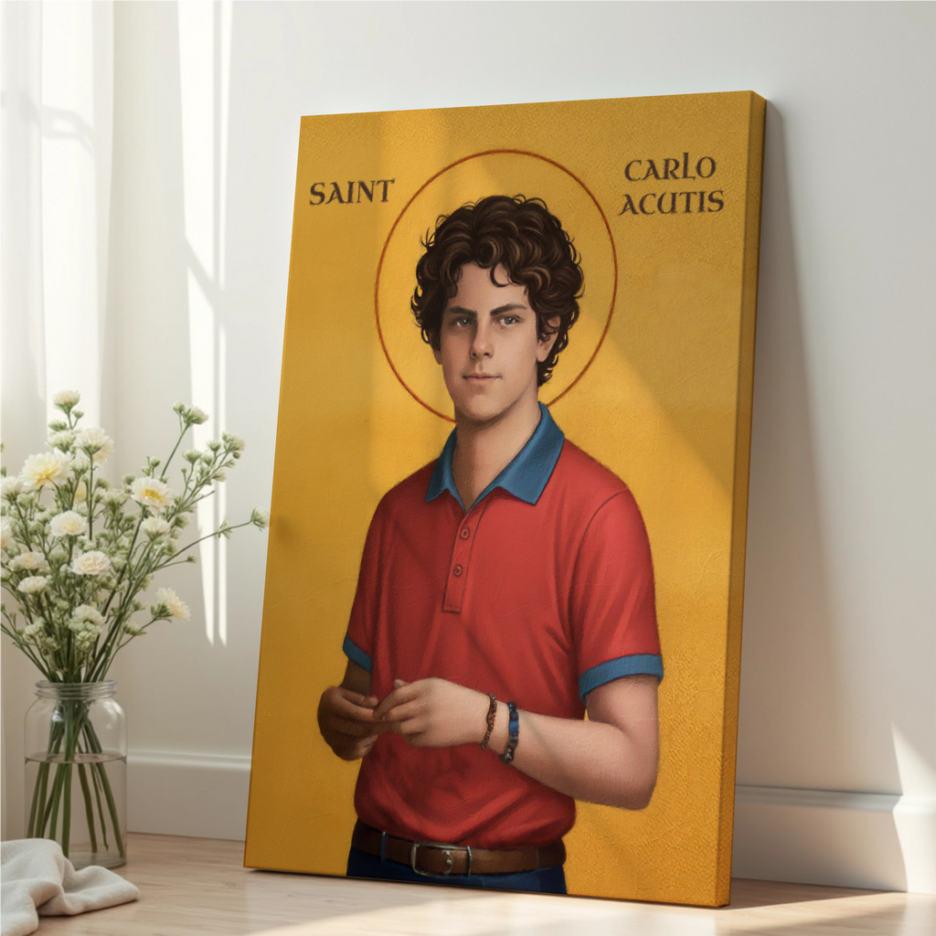 Saint Carlo Acutis Icon Wall Art, YStudent Gift Orthodox Print, Holygraceart