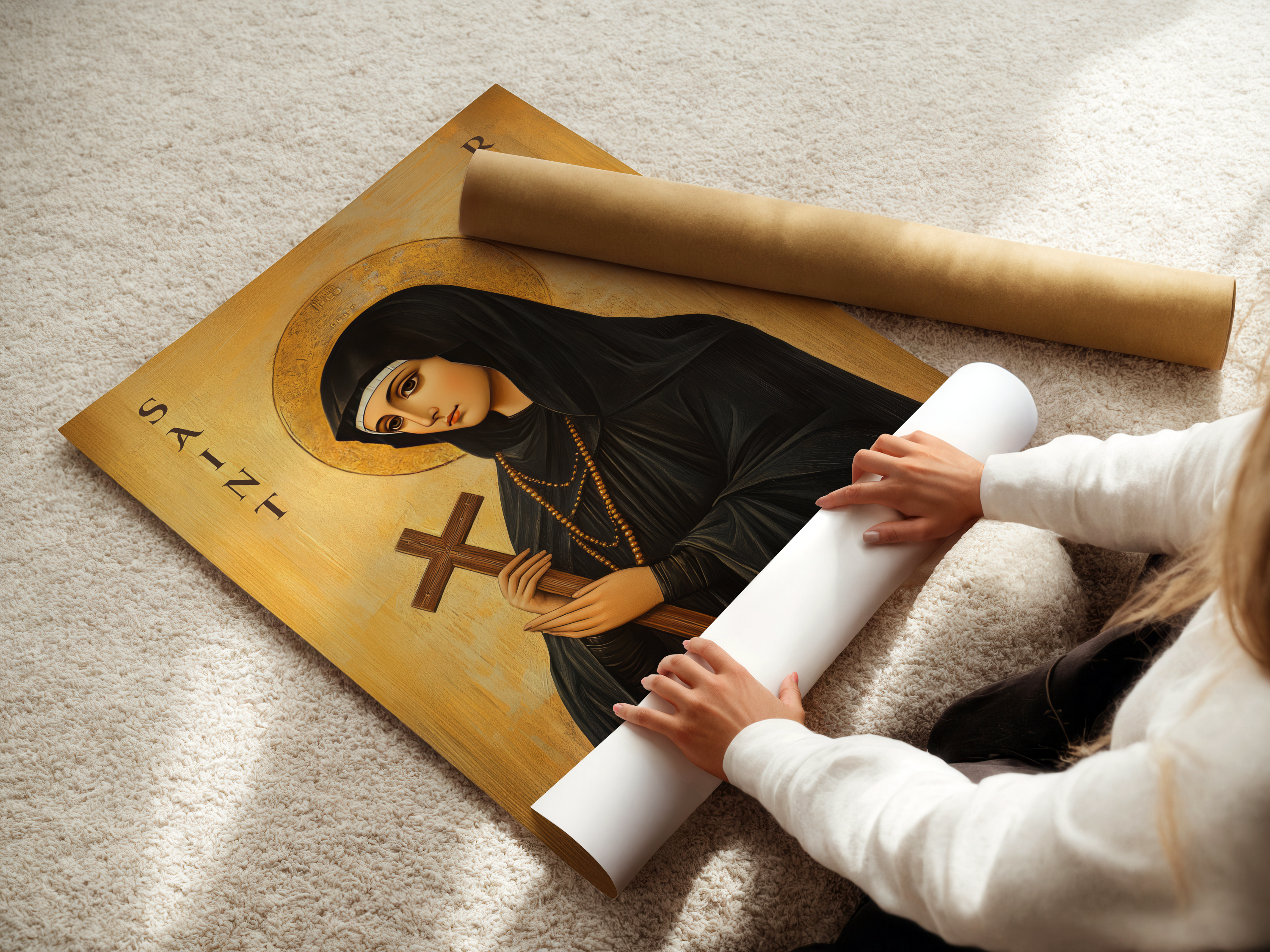 Saint Rafka Icon Wall Art, Suffering with Faith Gift Orthodox Decor, Holygraceart