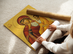 Mother of God and Christ Child Orthodox Icon Wall Art, New Baby Gift, Marian Tenderness Print