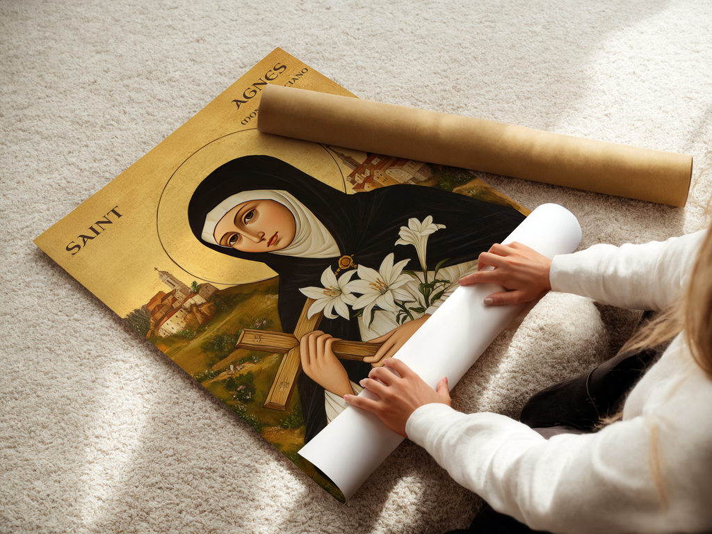 Saint Agnes of Montepulciano Icon Wall Art, Purity and Devotion Gift Home Altar, Holygraceart