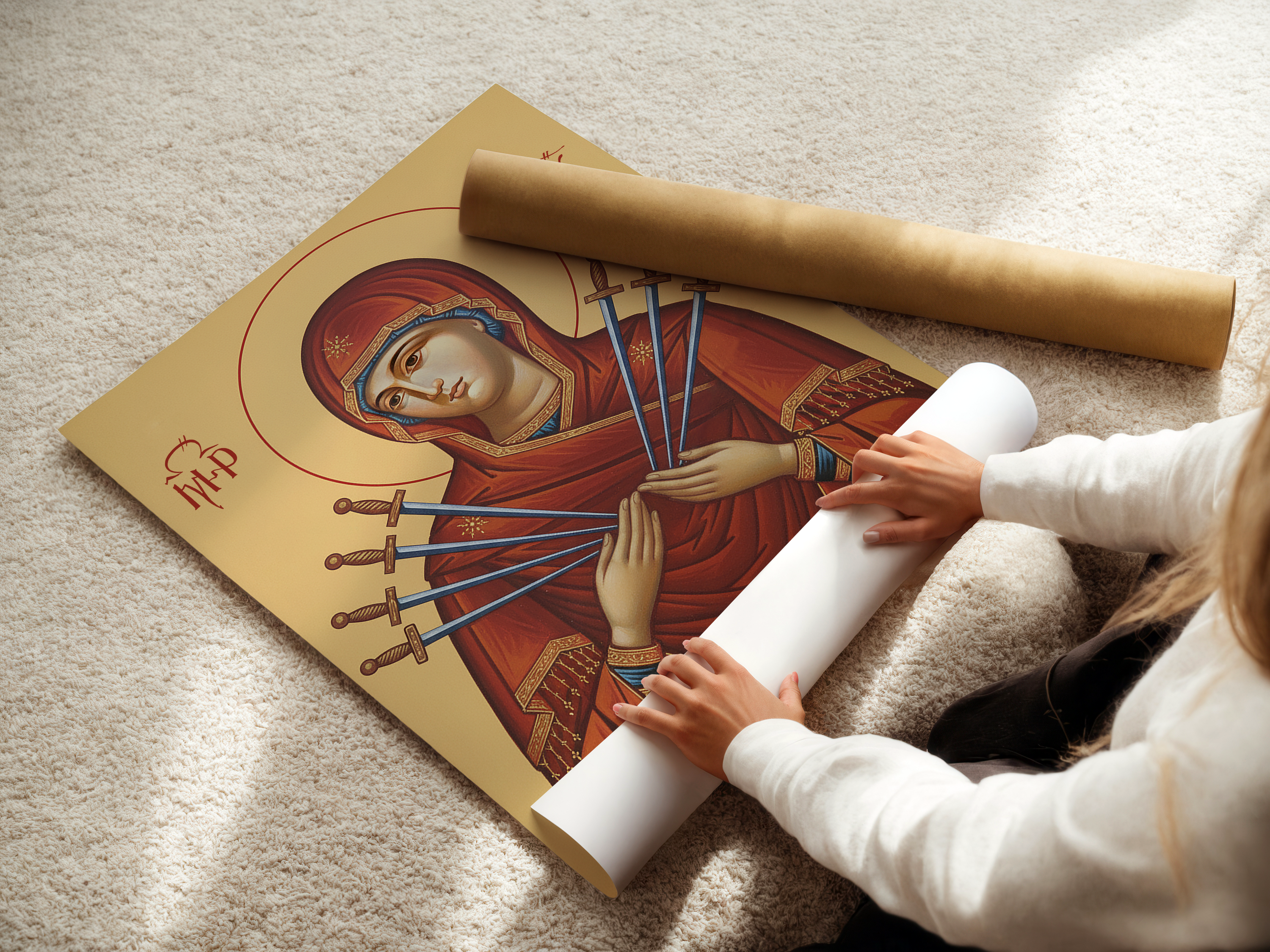 Our Lady of Sorrows Orthodox Icon, Sympathy & Comfort Gift, Marian Devotional Wall Art