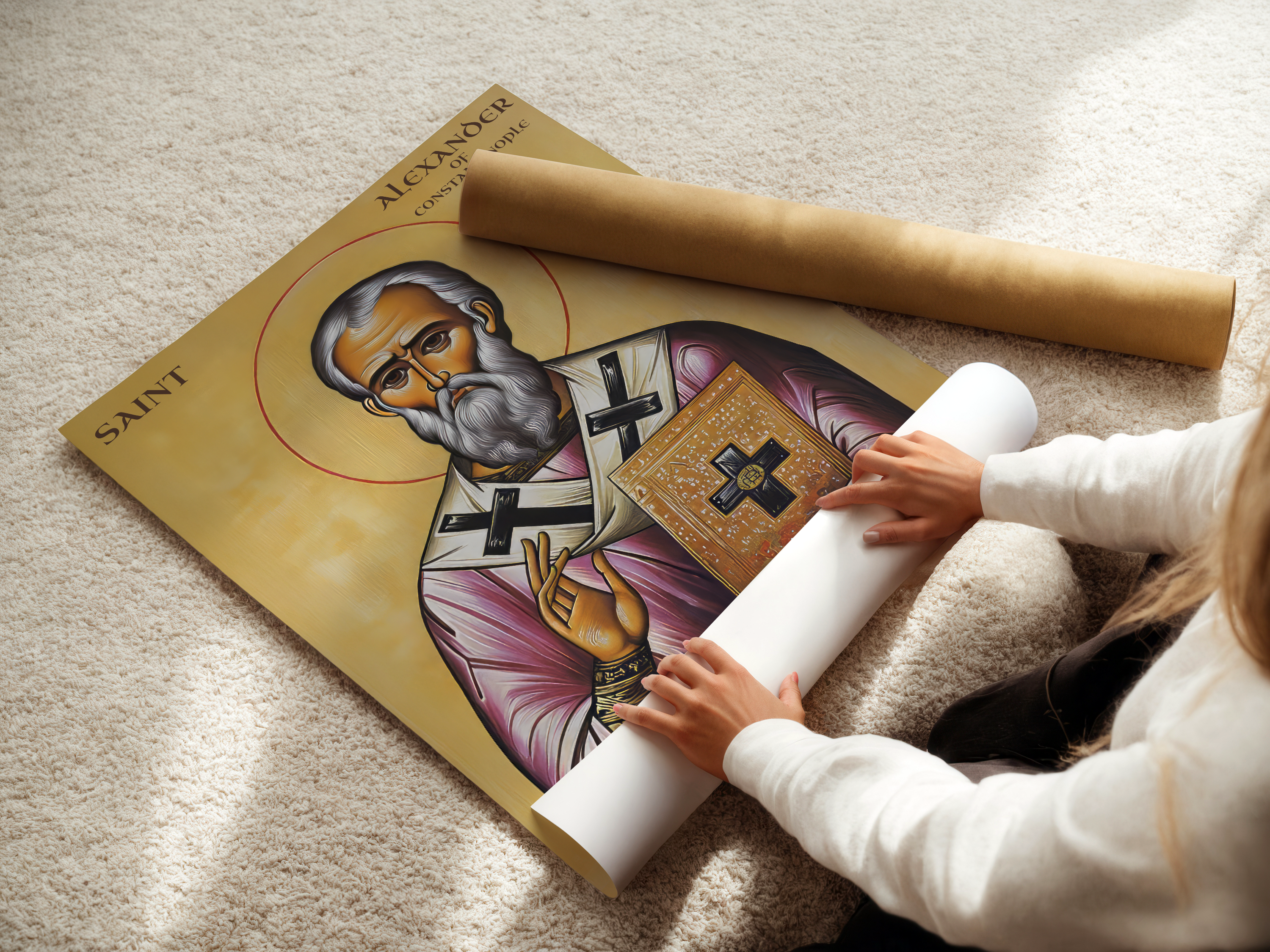 Saint Alexander of Constantinople Icon Wall Art, Bishop & Clergy Gift Orthodox Decor
