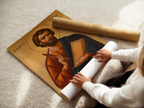 Saint Luke the Evangelist Byzantine Icon, Writer & Physician Gift, Baptism gift