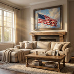 American Flag Oil Painting Print: Majestic Americana Canvas Art, Patriotic Home Decor
