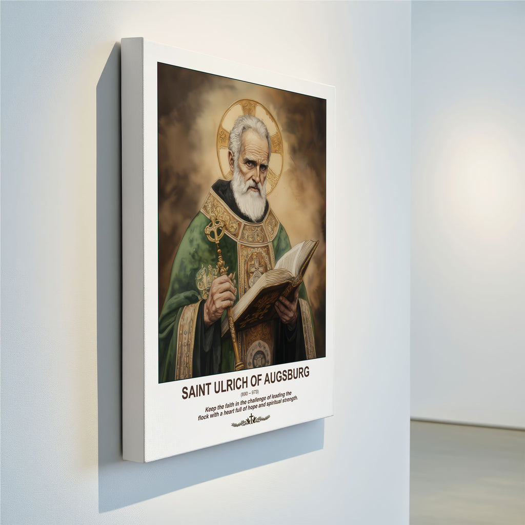 Saint Ulrich of Augsburg Icon Print, Catholic Bishop Wall Art Decor, Confirmation Gift,  Holygraceart H281