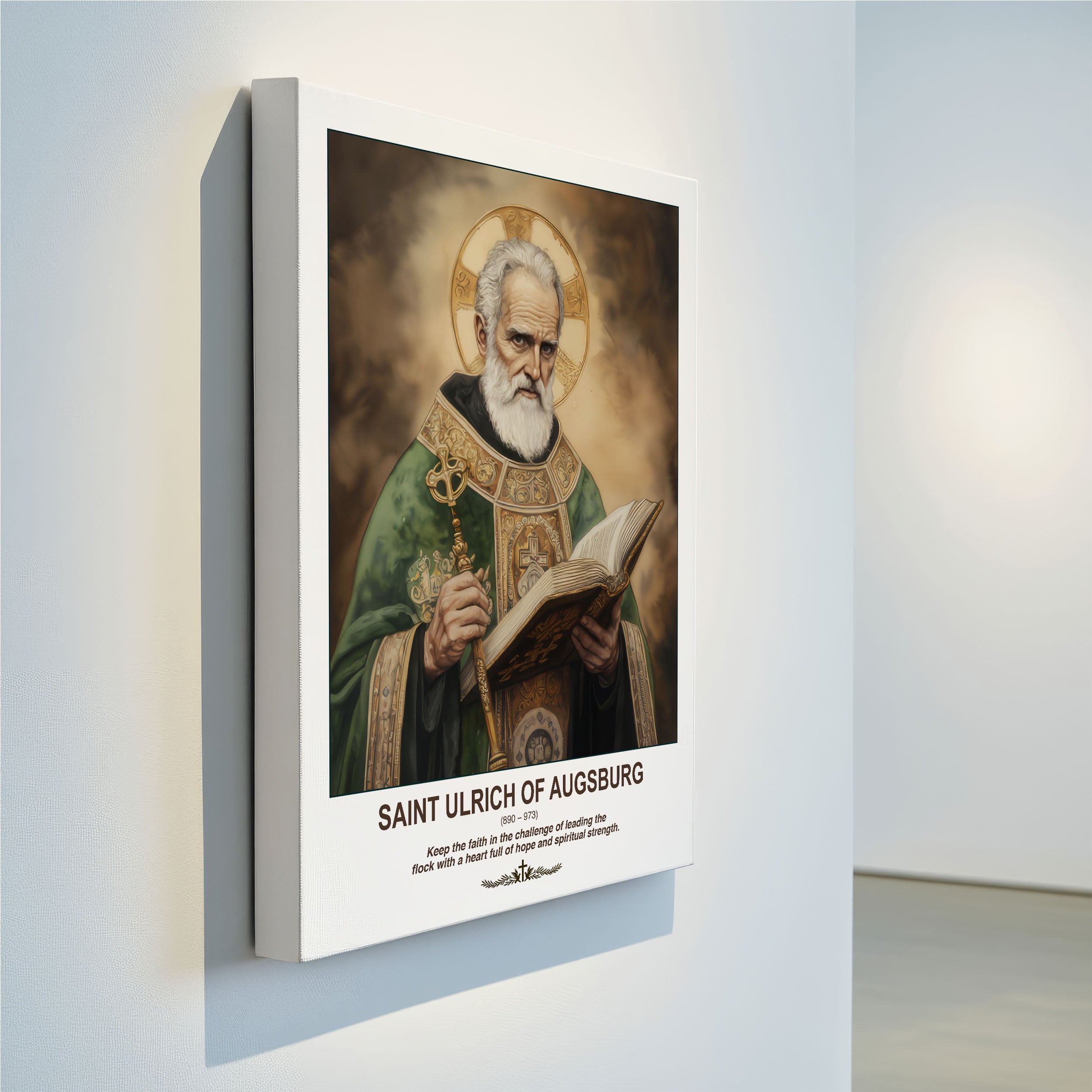 Saint Ulrich of Augsburg Icon Print, Catholic Bishop Wall Art Decor, Confirmation Gift,  Holygraceart H281