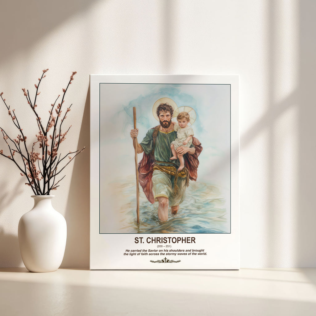 Saint Christopher Wall Art, Travel Gift, Catholic Home Decor, Holygraceart H285