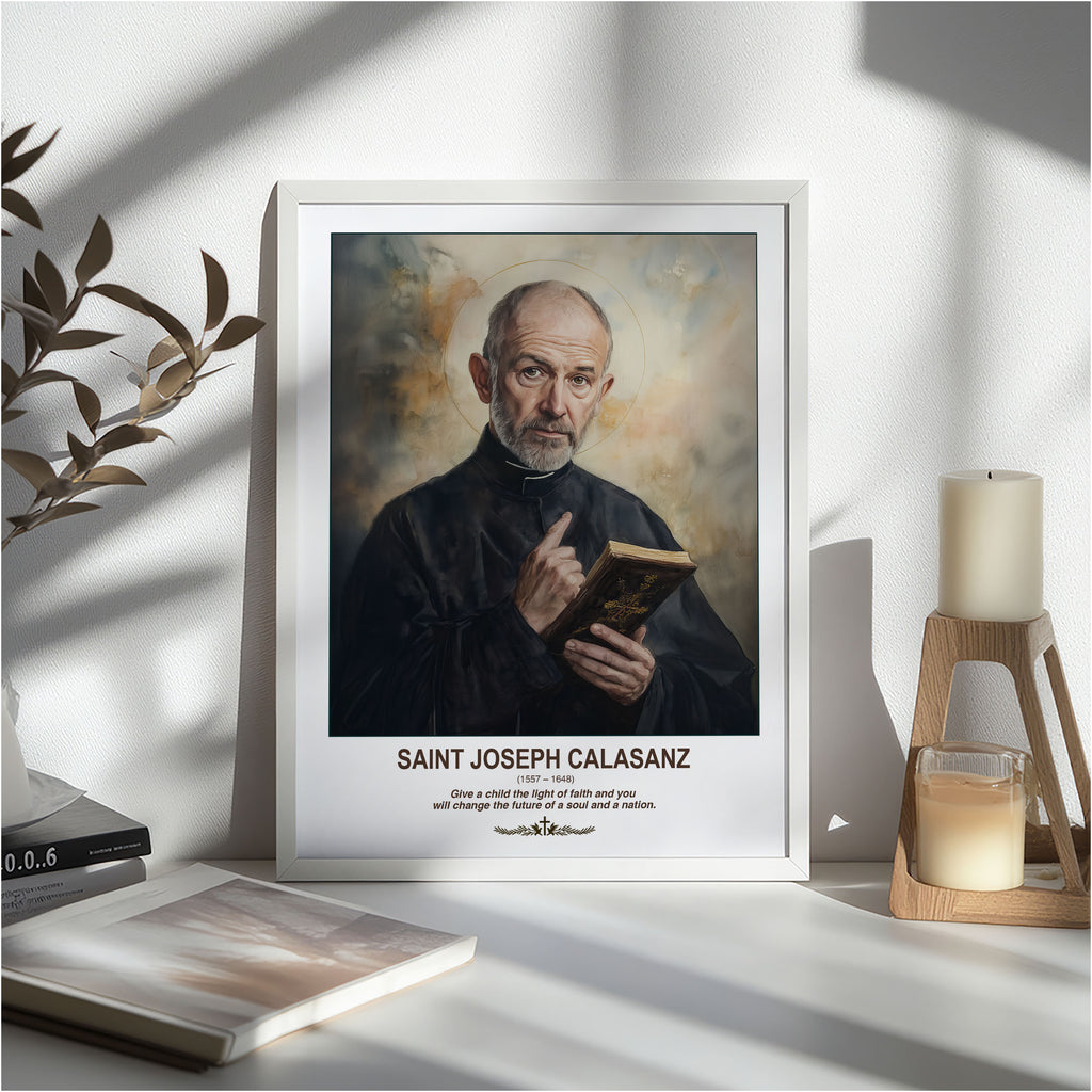 Saint Joseph Calasanz Portrait Print, Patron of Schools Wall Decor, Holygraceart H287