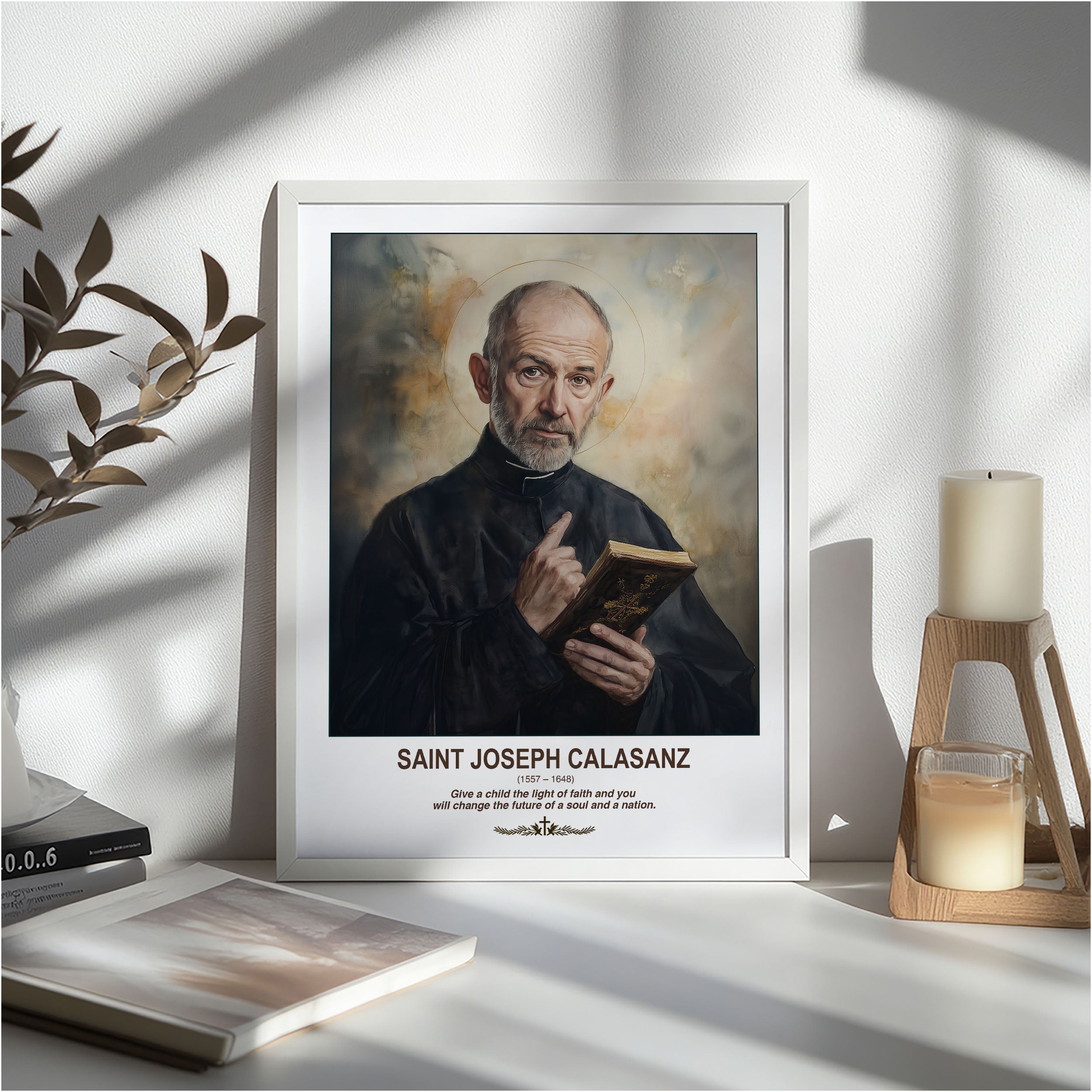Saint Joseph Calasanz Portrait Print, Patron of Schools Wall Decor, Holygraceart H287