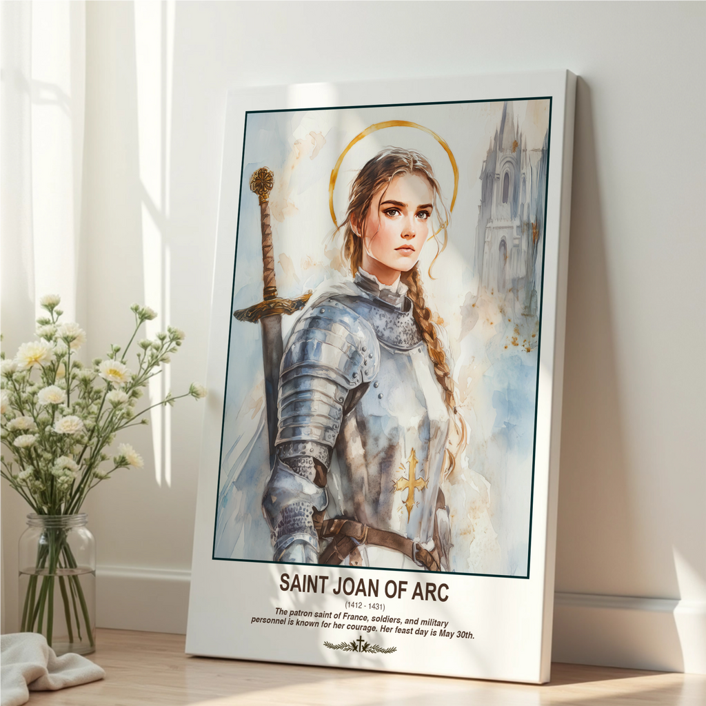 Saint Joan of Arc Catholic Wall Art, Confirmation Gift, Warrior Saint Portrait Decor, Holygraceart H05