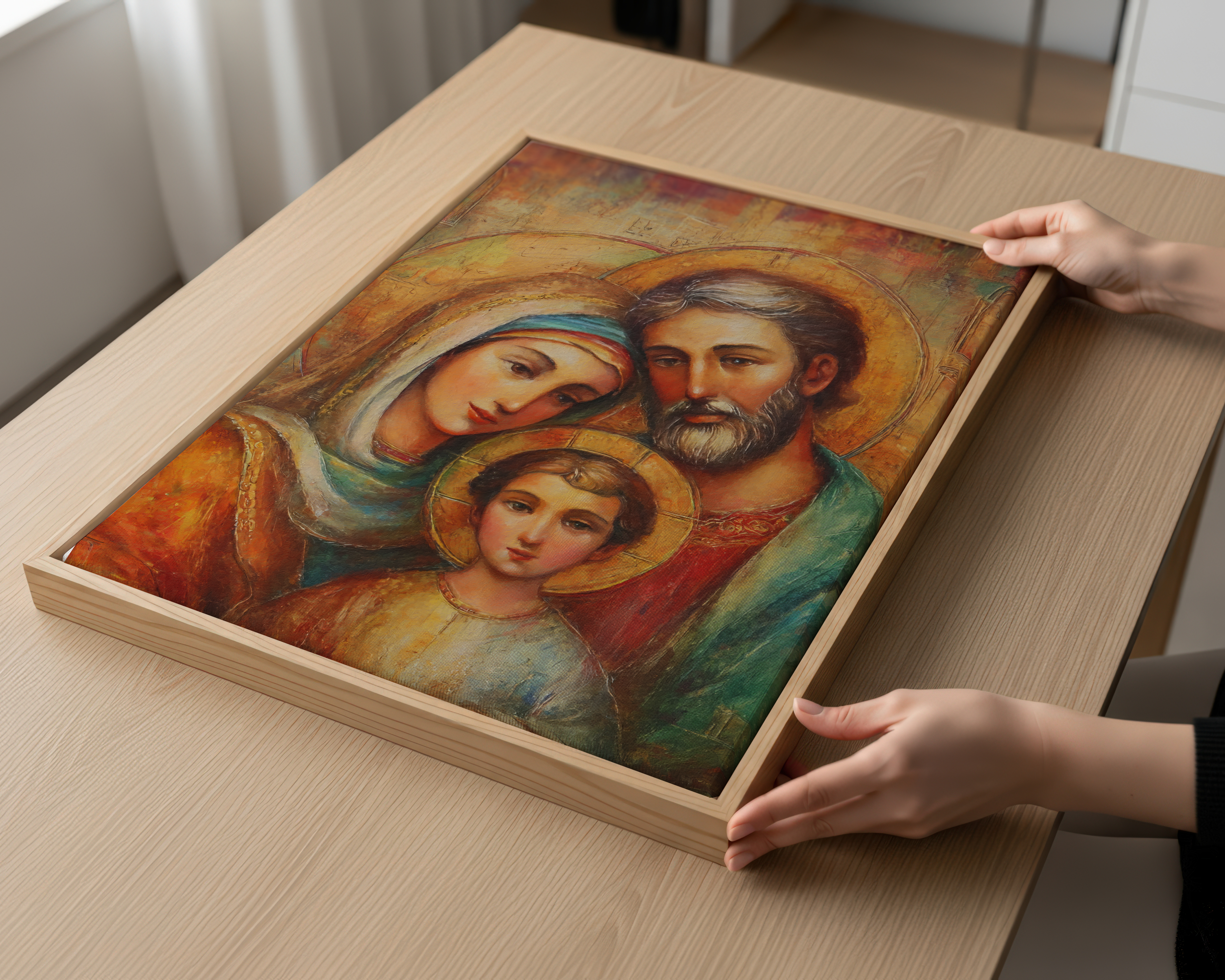 Holy Family Portrait Wall Art, Wedding and Housewarming Gift, Sacred Home Decor