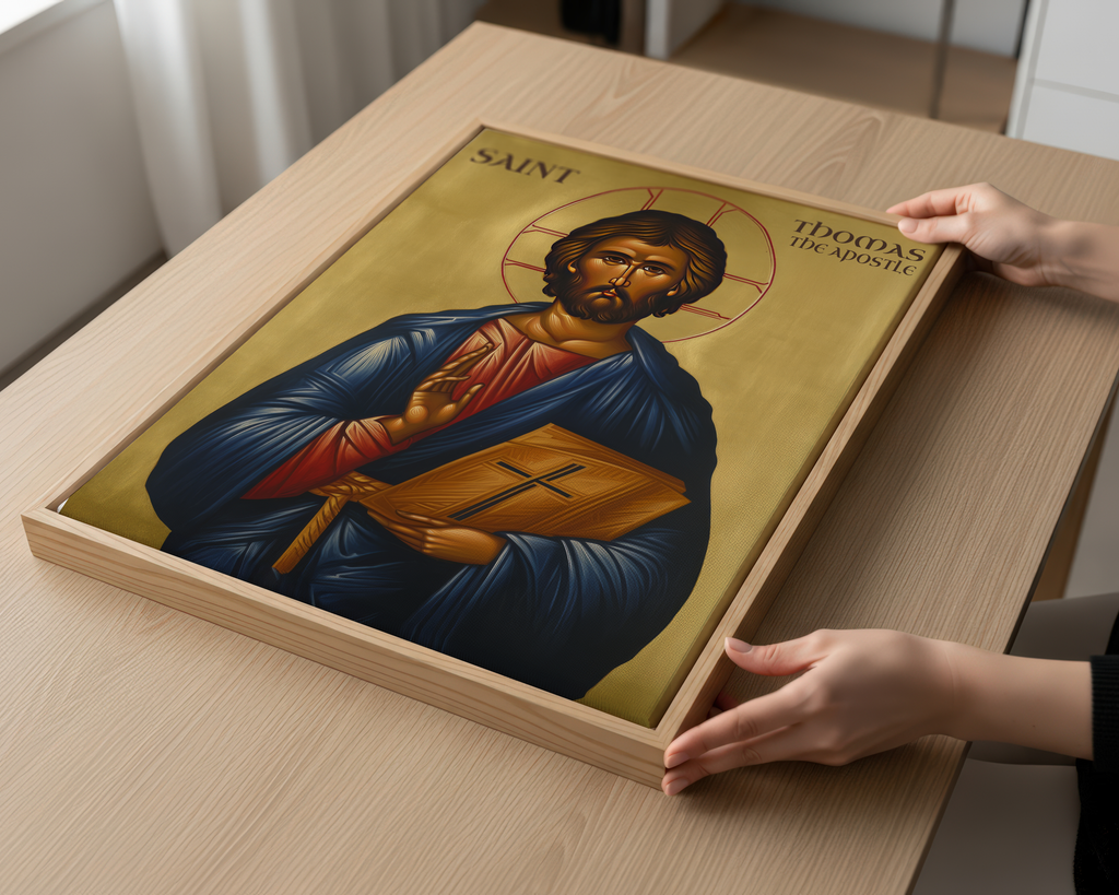 Saint Thomas the Apostle Icon Print, Baptism Gift, Apostolic Devotion Wall Art