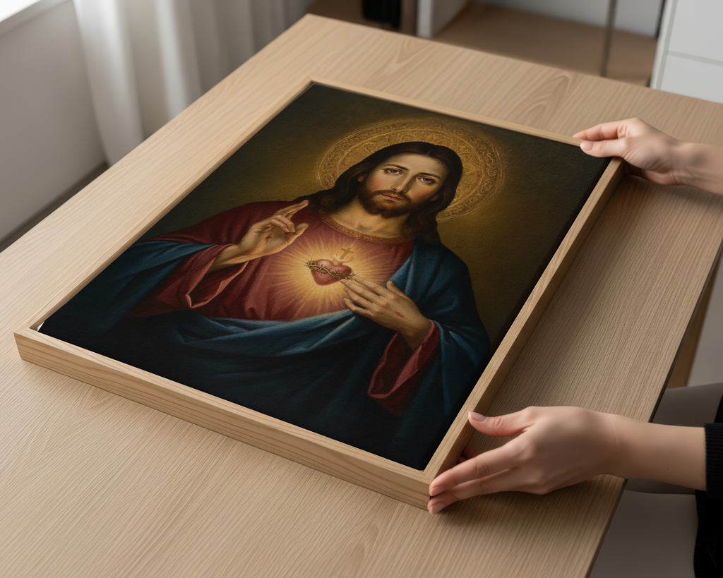 Sacred Heart of Jesus Portrait Print, First Communion and Faith Gift, Holygraceart
