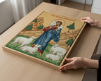 The Good Shepherd Icon Print, Baptism Gift, Sacred Wall Art for Prayer Corner, Holygraceart