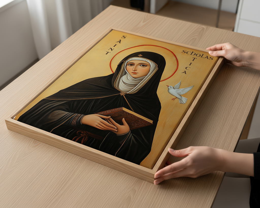 Saint Scholastica of Nursia, Patron Saint Gift, Orthodox Icon Print, Holygraceart