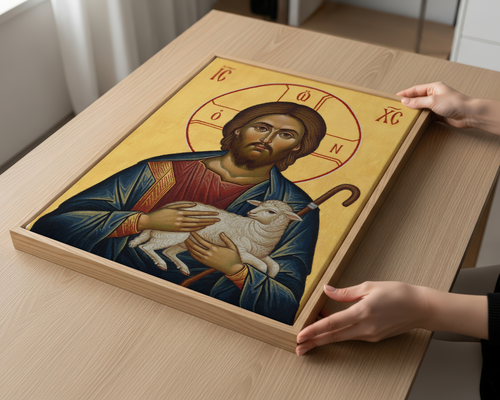Christ the Good Shepherd Orthodox Icon Print, House Blessing Gift, Holygraceart