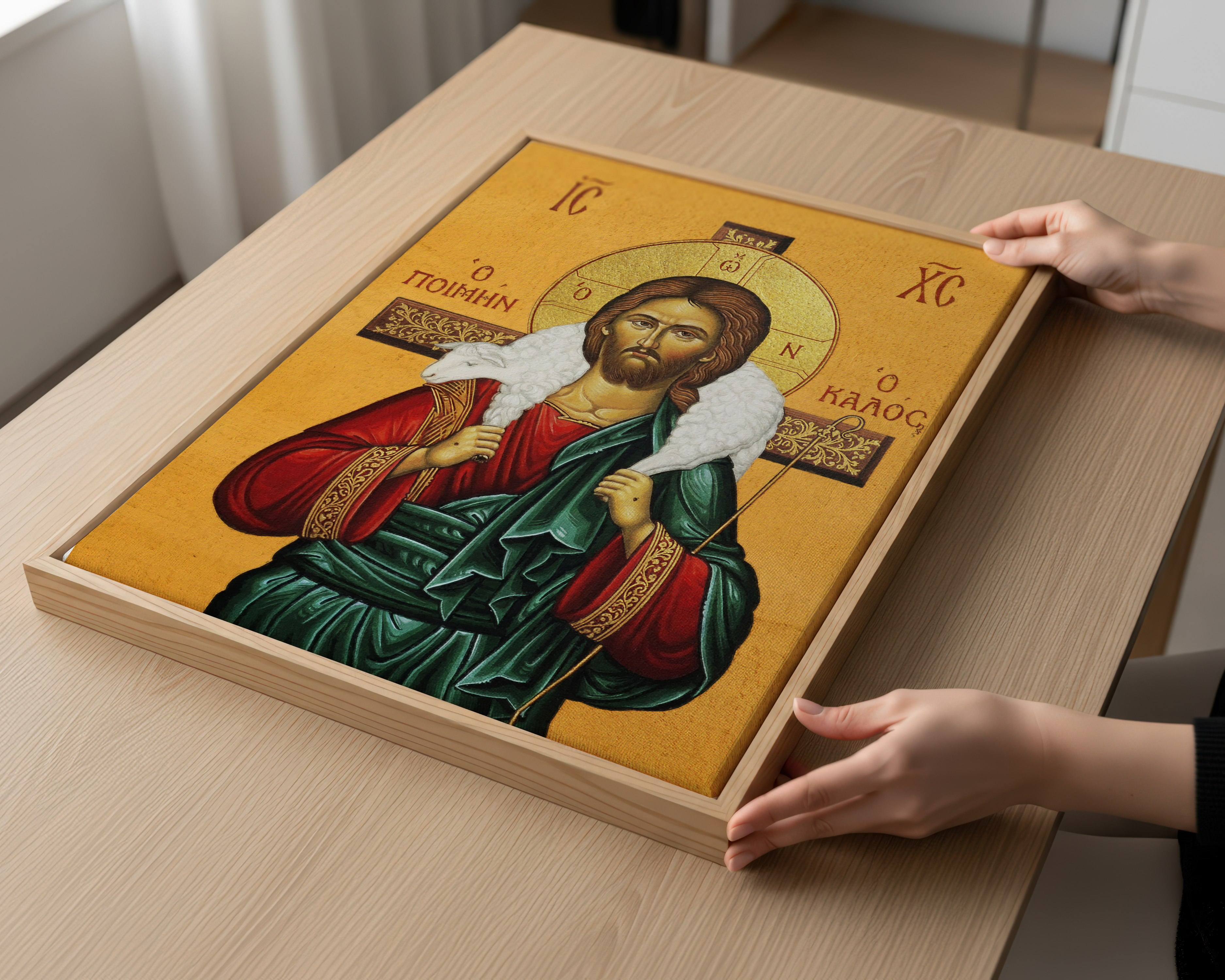 Jesus Christ the Good Shepherd Orthodox Icon Print, Sacred Wall Art, Holygraceart
