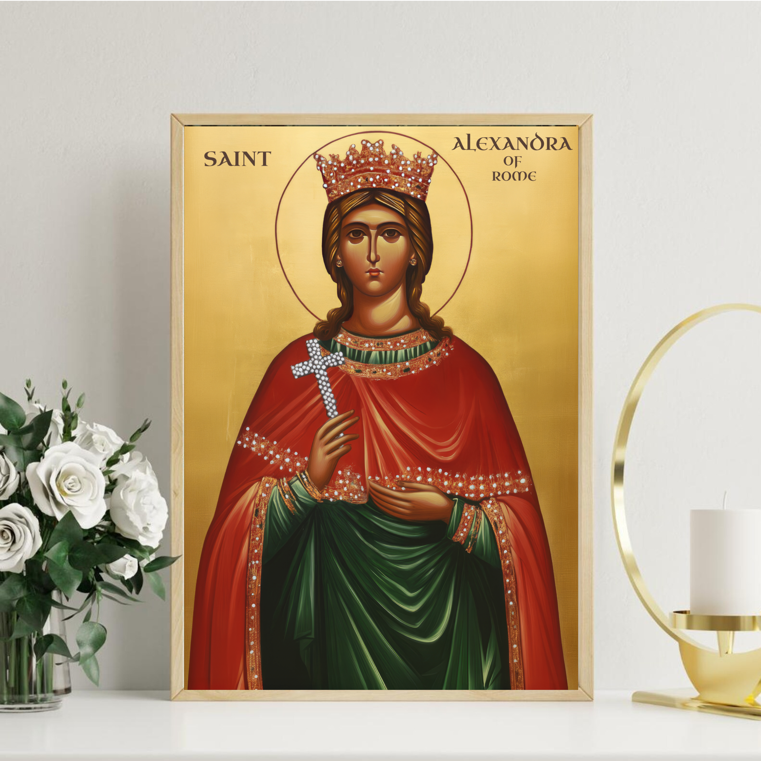Saint Alexandra of Rome Icon Print, Courage and Faith Gift Orthodox Wall Art, Holygraceart