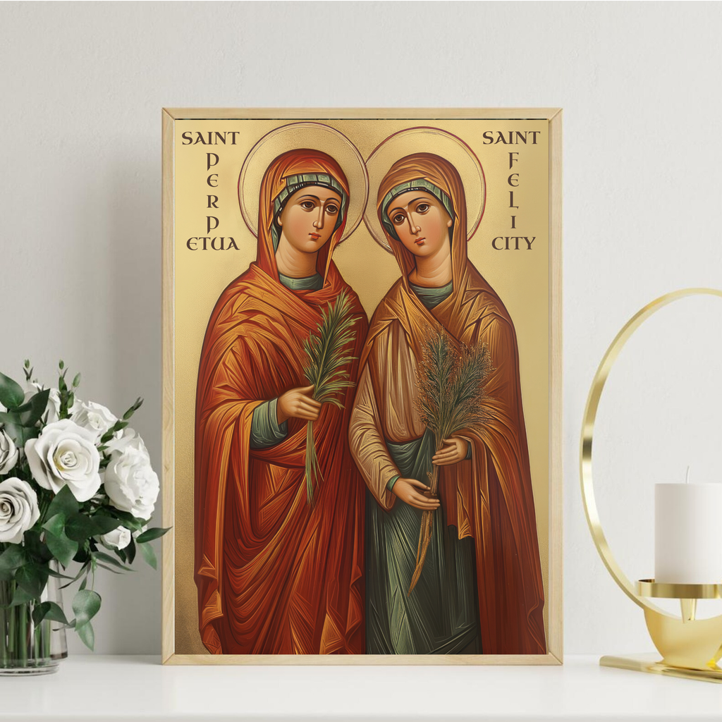 Saints Perpetua and Felicity Icon Print, Women of Faith, Home Altar Decor, Holygraceart