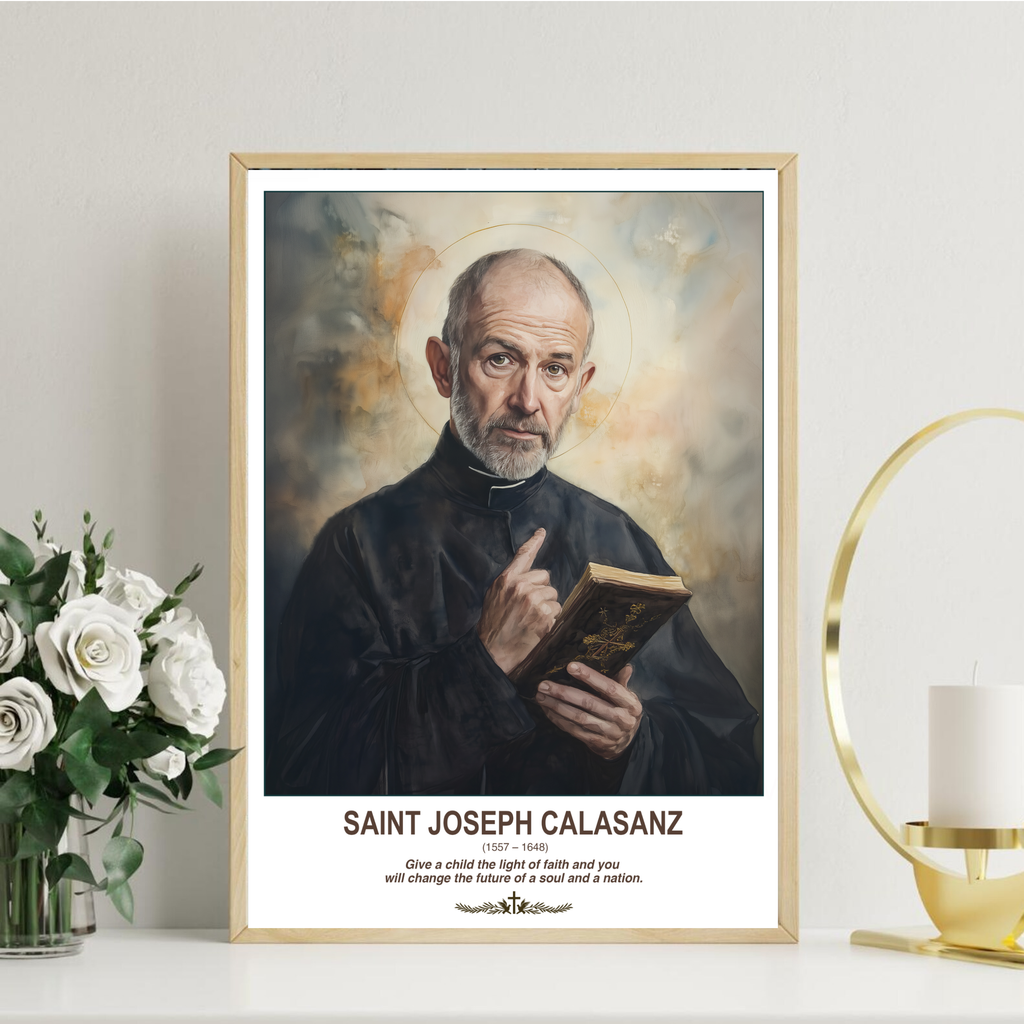 Saint Joseph Calasanz Portrait Print, Patron of Schools Wall Decor, Holygraceart H287