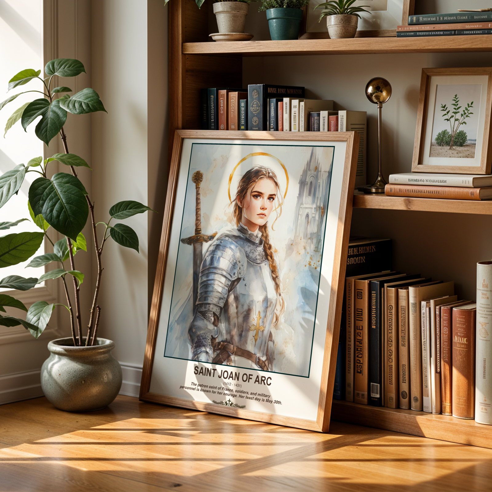 Saint Joan of Arc Catholic Wall Art, Confirmation Gift, Warrior Saint Portrait Decor, Holygraceart H05