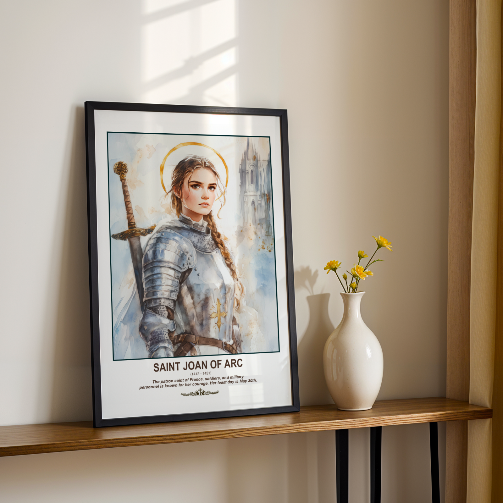 Saint Joan of Arc Catholic Wall Art, Confirmation Gift, Warrior Saint Portrait Decor, Holygraceart H05