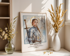 Saint Joan of Arc Catholic Wall Art, Confirmation Gift, Warrior Saint Portrait Decor, Holygraceart H05