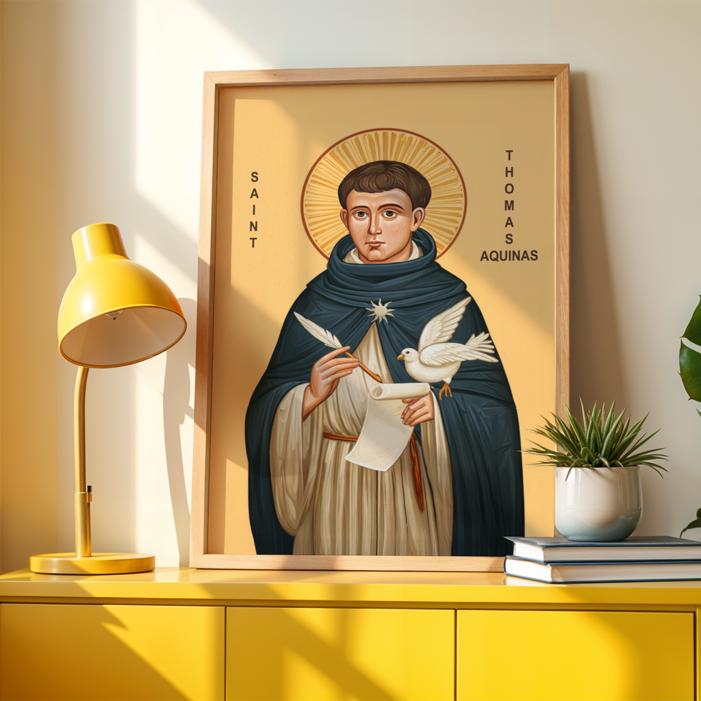 Saint Thomas Aquinas Icon Wall Art, Wisdom and Study Gift, Holygraceart