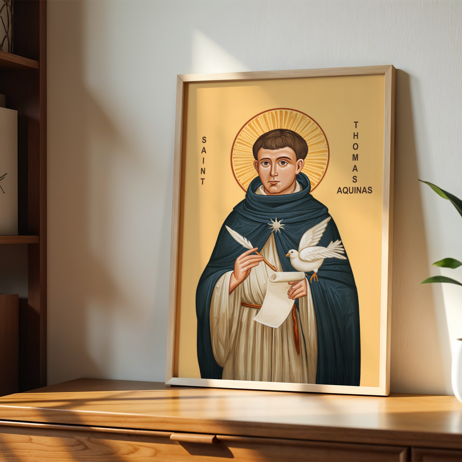Saint Thomas Aquinas Icon Wall Art, Wisdom and Study Gift, Holygraceart