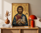Christ the Good Shepherd Orthodox Icon Print, House Blessing Gift, Holygraceart