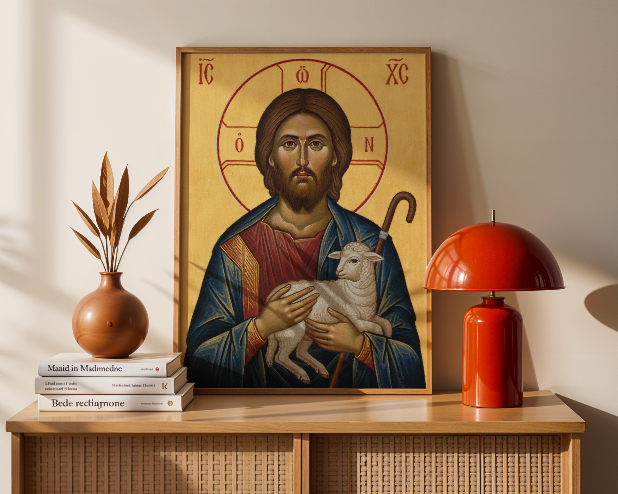 Christ the Good Shepherd Orthodox Icon Print, House Blessing Gift, Holygraceart